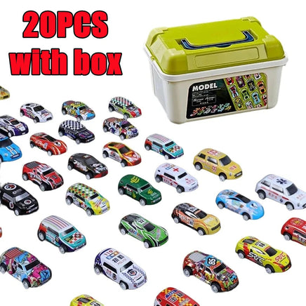 New Mini Alloy Car Model Set with Storage Box for Boys 20pcs with box