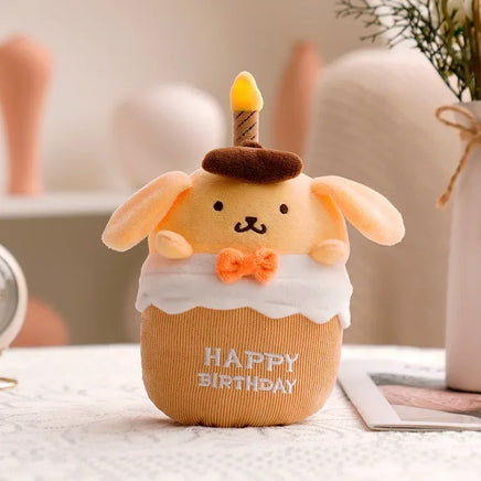 Sanrio Kuromi Birthday Cake Shape Musical Plush Doll Pudding Dog Yugui Dog Singing Candle Luminous Doll fantasy Game Purin Dog Sing and Flash