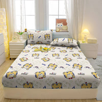 Lusy Store 1 Cartoon Fun Animal Printed Matte Fitted Sheet, Bedroom Printed Bed Cover, Bedding (Excluding Pillowcases) 