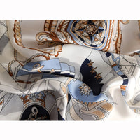 Lusy Store 90*90cm Women Square Silk Scarf Luxury Brand Large Shawl Neckerchief Print Headband Female Foulard Bandana Wraps Hijab Scarves 