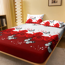 Lusy Store 1 Piece of Floral and Butterfly Sing Pattern Frosted Bedsheet, Bedroom Printed Bedspread, Bedding (Excluding Pillowcases) 