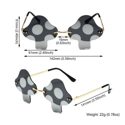 Mushroom Shape Sunglasses Irregular Rimless Sun Glasses Retro Trendy Fun Sunglasses for Women Men Halloween Decorations Party Fa
