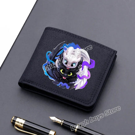 Toothless Canvas Wallet Men Short Folding Purse How To Train Your Dragons Cartoon Card Holder Coin Case Fashion Pocketbook Gift Lusy Store
