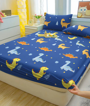 Lusy Store 1 Cartoon Fun Animal Printed Matte Fitted Sheet, Bedroom Printed Bed Cover, Bedding (Excluding Pillowcases) 