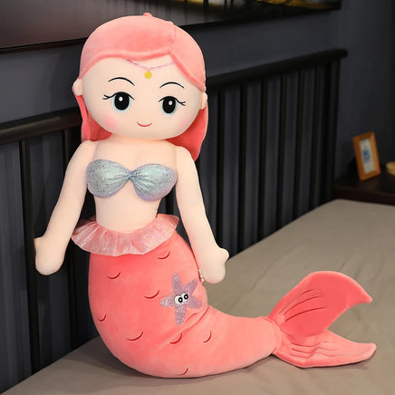 Mermaid Plush Toys Soft Animal Pillow Stuffed Toy Princess Dolls Children Boys and Girls Birthday Gifts Decor Red