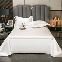 High End Satin Sheets, Soft And Comfortable Solid Color Sheets, Luxurious Single And Twin Bed Sheets zhen zhu bai