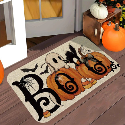 Halloween Ghost Pumpkin Pattern Welcome Doormat Rug - Machine Washable - Suitable for Bathroom Living Room, Halloween Decoration
