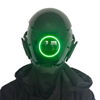 JAUPTO Punk Mask Cosplay for Men, LED Round Light Mask for Women Cosplay Halloween Fit Party Music Festival Accessories green