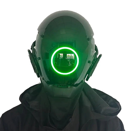 JAUPTO Punk Mask Cosplay for Men, LED Round Light Mask for Women Cosplay Halloween Fit Party Music Festival Accessories green
