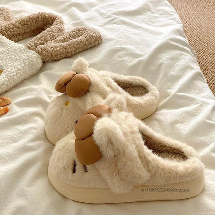 Hello Kitty Unique Design Soft Cute Home Slippers Women Winter Thick Bottom Anti Slip Plush Slippers Trend New Warm Cotton Shoes Lusy Store