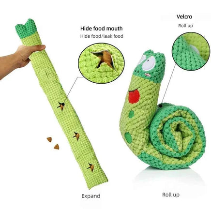 Interactive Snail Dog Toy, Squeaky Sound & Indestructible Plush, Foldable Puzzle Feeder for Chew Resistant Dogs