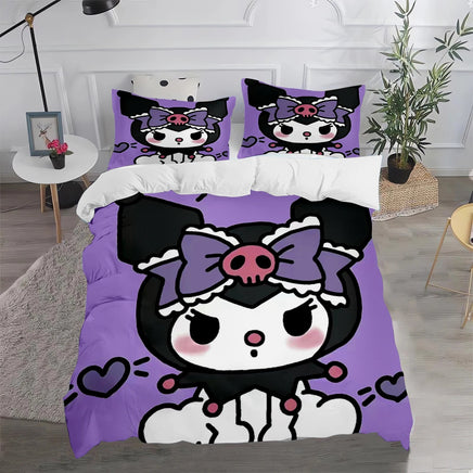 Kuromi & Hello Kitty Sanrio Cute Cartoon Duvet Cover Set 100% Polyester Bedding for Kids & Adults 2/3pcs Soft & Comfortable 4 set