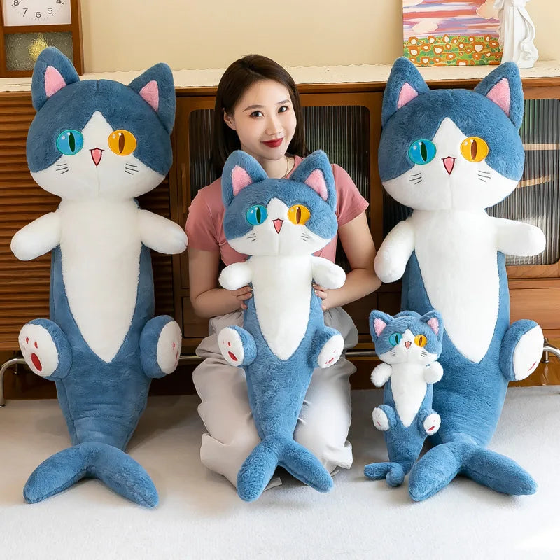 Lusy Store LLC Different Eye Shark Shark Cat Doll Pillow Creative Cat Plush Toy Plush