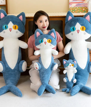 Lusy Store LLC Different Eye Shark Shark Cat Doll Pillow Creative Cat Plush Toy Plush