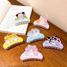 Anime Sanrio Kuromi Acrylic Clip Hello Kitty Cinnamoroll Hairpin Melody Pochacco Pompompurin Clip Girl Hairpin Shark Hair Clips