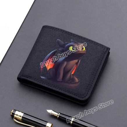 Toothless Canvas Wallet Men Short Folding Purse How To Train Your Dragons Cartoon Card Holder Coin Case Fashion Pocketbook Gift Lusy Store