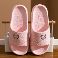 Cute Bear Women Slippers Summer Indoor Soft Cartoon Sandals Bathroom Anti-slip Outdoor Comfy Men Leisure Shoes Couple Lusy Store