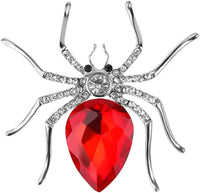 Halloween Spider Open Ring Exaggerate Big Spider Zirconia Crystal Statement Ring for Women Punk Gothic Jewelry Halloween Gift Red resizable