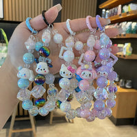 Sanrio Phone Case Short Hanging Chain Hello Kitty Cinnamoroll Kuromi Wrist Pendant Beaded Ccd Camera Chain Mobile Phone Chains