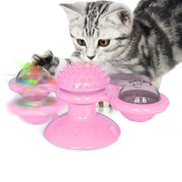 Interactive Cat Windmill Toy, Cat Puzzle Turntable with Brushing Teeth Function, Pet Toy for Kittens C