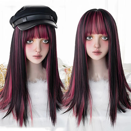 OLACARE Synthetic Super Long Curly Lolita Wig With Bangs 120cm Blonde White Pink Cute Fake Hair Women Halloween Cosplay Wigs Natural Black