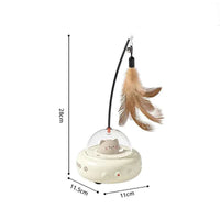 UFO Smart Teaser Cat Toy Electric Cat Teaser Stick With Bell Training Pet Toys Replaceable Feather Interactive Cat Supplies WHITE CHINA