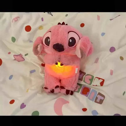 Stitch Anime Plush Doll With Lighting Music Airbag Kawaii Appease Toy Baby To Soothe Sleep Peluche For Kids Gift
