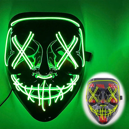 Featured Halloween Masks LED Light Up Full Face Masks Red, Green, Blue Holiday Cosplay Halloween Costumes Masquerade Party, Carn lemongreen