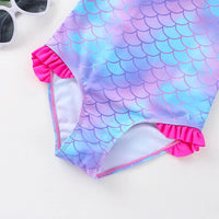 Hello Kitty Girls Swimsuit Mermaid Fish Scale One-Piece Bathing Suits Children's Dresses Kids Wear Summer Swimwear Beach Suit