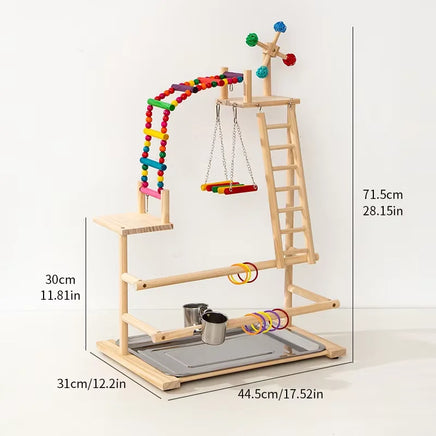 Pepper wood parrot platform, parrot climbing net, climbing training station, climbing ladder, swing bird toy suspension bridge WHITE CHINA