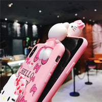 Lusy Store For Samsung Galaxy A10 A20 A30 A50 A70 A12 A71 A51 A13 A53 A14 A24 A54 A05 A25 A55 A16 A06 Hello Kitty Case With Holder Rope 