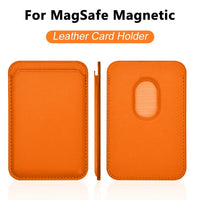 For Magsafe Magnetic Wallet Phone Case For iPhone 14 13 12 Pro Max Leather Card Holder Bag Orange