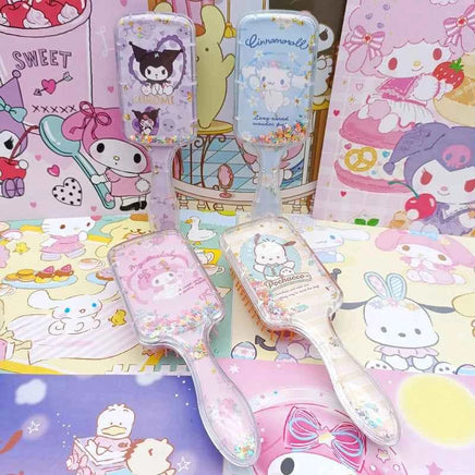 Cartoon Sanrio Air Cushion Comb Kuromi Cinnamoroll MyMelody Anime Girl Kawaii Comb Cartoon Square Massage Comb Accessories