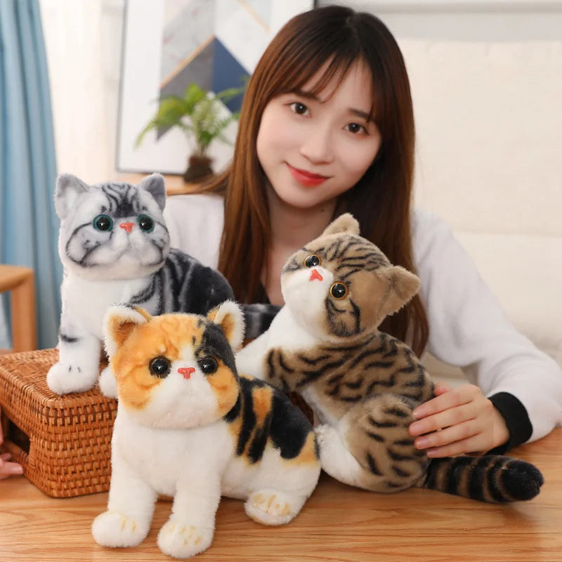 Lusy Store LLC Lovely Simulation Cat Stuffed Soft Pet Cat Dolls Kawaii Animal Plush Toys Plush