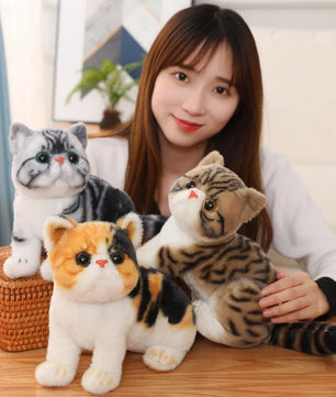 Lusy Store LLC Lovely Simulation Cat Stuffed Soft Pet Cat Dolls Kawaii Animal Plush Toys Plush