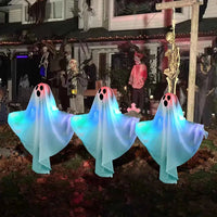 1-10PCS Halloween Scary LED Lights Glowing Hanging Ghost Venue Setting Horror Door Hanging Haunted House Props Halloween Props