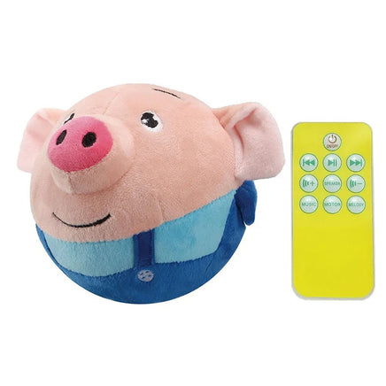 Interactive Moving Dog Ball, Cartoon Pig Plush USB Rechargeable Toy, Washable & Talking Pet Toy for Dogs & Cats Blue Pig