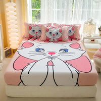 Hello Kitty Fitted Sheet Bed Cover Nonslip Mattress Cover Soft Bedding Brushed Protector F