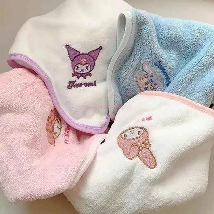 5pcs Sanrio Cinnamoroll Kids Towel Kuromi my melody Absorbent Face Wash Bath Dry Hair Towel Soft Coral Velvet Embroidery Towel
