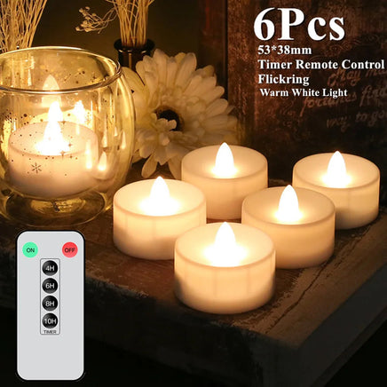 12/24pc Flameless LED Candle with/without Remote control Lighting Flickering Flame Tea Light for Halloween Christmas Home Decor 6 Pcs 1