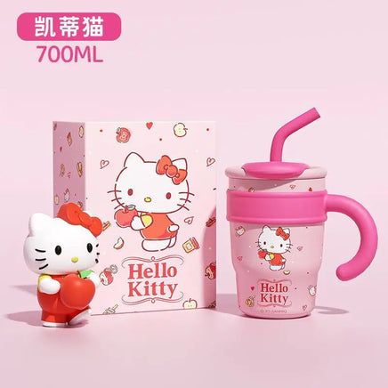 Sanrio Hello Kitty 700/1200ml Stanley Cup Large Capacity Cute Straw Insulated Cup My Melody Cartoon Child Stainless Cup Gift HelloKitty 700ML