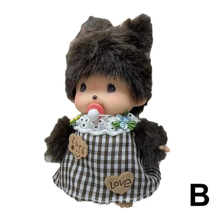 Monkey Plush Toy Keychain – Soft & Kawaii 9.8" Stuffed Pendant – Lusy Store Chocolate girl
