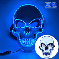 Halloween LED Horror Skull Mask Cold Light Mask LED Halloween Mask Cosplay Mask Halloween Party Decoration Luminous Skull Masks blue
