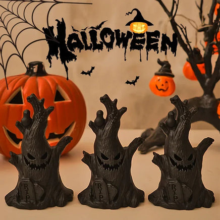 2024 Halloween Haunted House Horror Props, Halloween Ghost Tree Led Glow Ghost Lights, Horrific Atmosphere Home Decoration Light