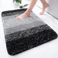 Olanly Luxury Bath Mat Microfiber Absorbent Bathroom Rug Shower Foot Mat Non-Slip Soft Living Room Floor Plush Carpet Decoration Black