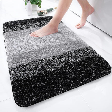 Olanly Luxury Bath Mat Microfiber Absorbent Bathroom Rug Shower Foot Mat Non-Slip Soft Living Room Floor Plush Carpet Decoration Black