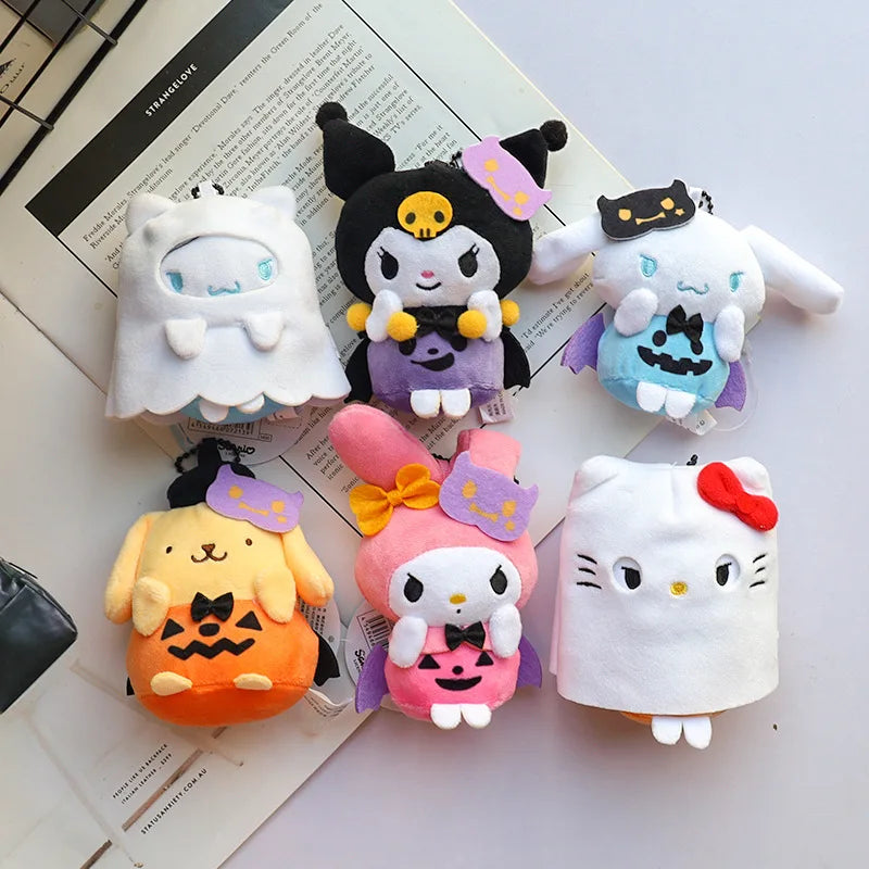 Lusy Store LLC Hello Kitty Halloween Doll Cinnamoroll Kuromi Kawaii Ghost Plush Toy Key Pendant Gifts Halloween Toys Plush