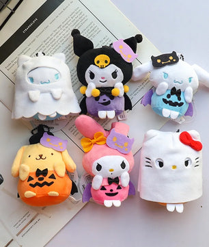 Lusy Store LLC Hello Kitty Halloween Doll Cinnamoroll Kuromi Kawaii Ghost Plush Toy Key Pendant Gifts Halloween Toys Plush