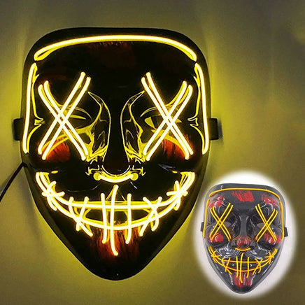 Featured Halloween Masks LED Light Up Full Face Masks Red, Green, Blue Holiday Cosplay Halloween Costumes Masquerade Party, Carn yellow
