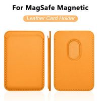 For Magsafe Magnetic Wallet Phone Case For iPhone 14 13 12 Pro Max Leather Card Holder Bag Yellow